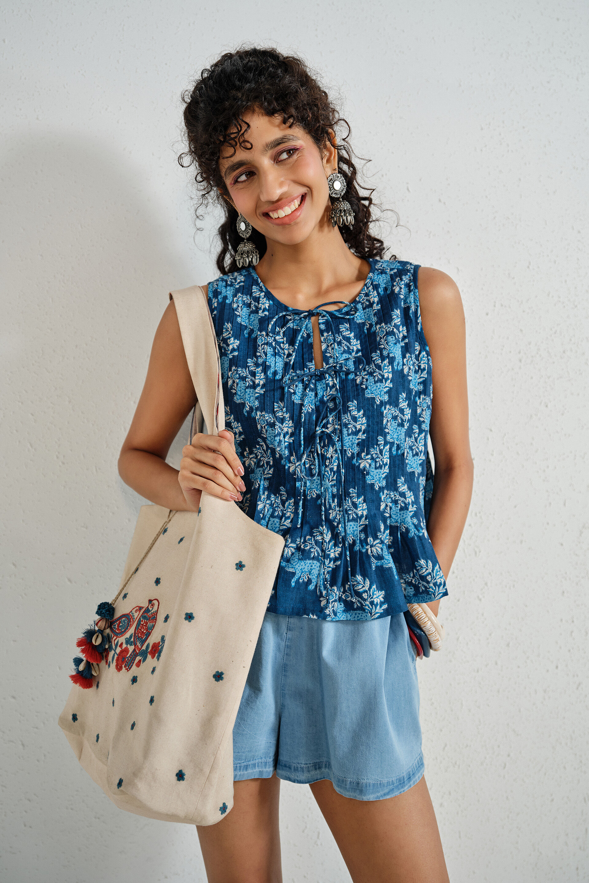 Nishka Indigo Crop Top, Blue, image 3